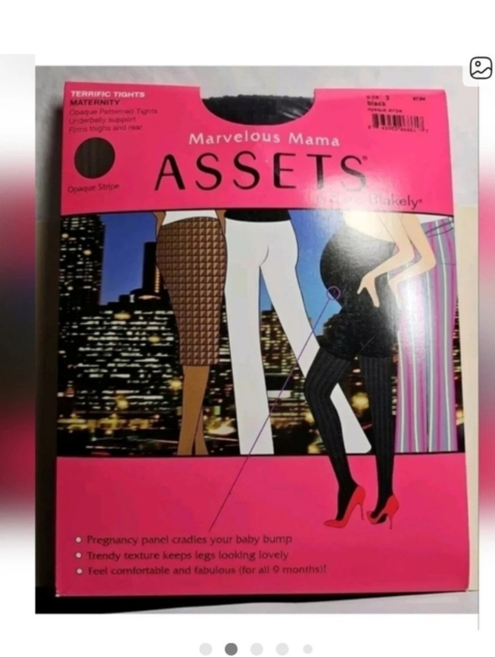 Marvelous Mama Assets by Blakely BLACK Maternity Opaque Stripe Tights Sz 3 Spanx
